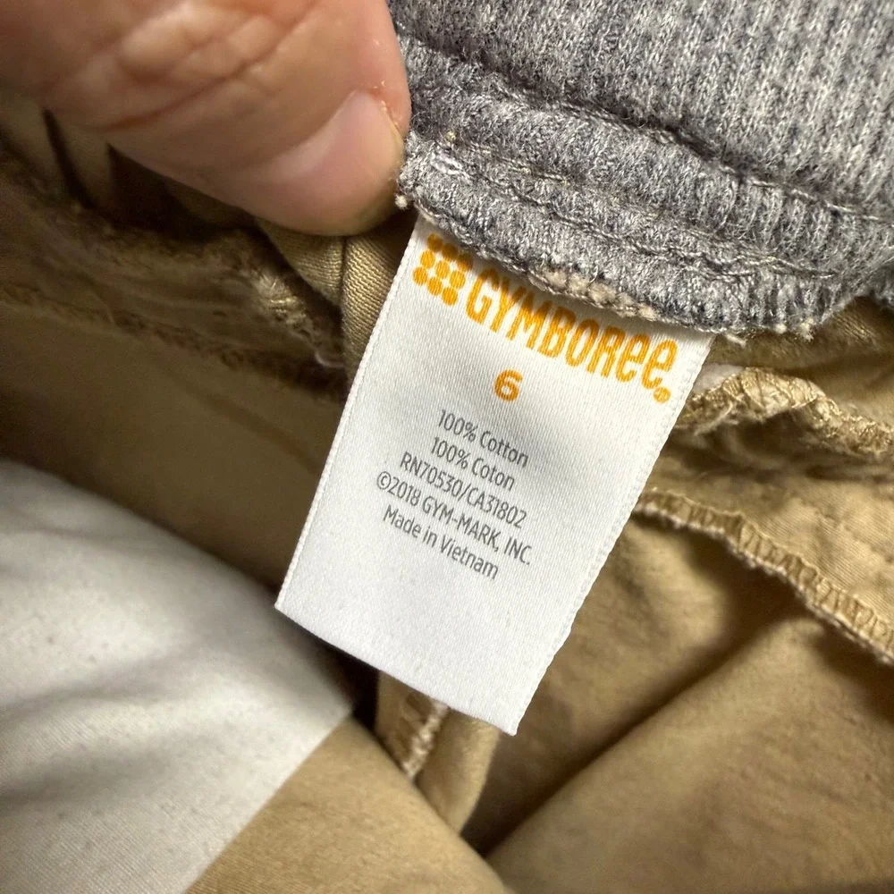 Gymboree Kids Khaki Pants Gray Ribbed Knit Elastic Waist Drawstring‎ Size 6
